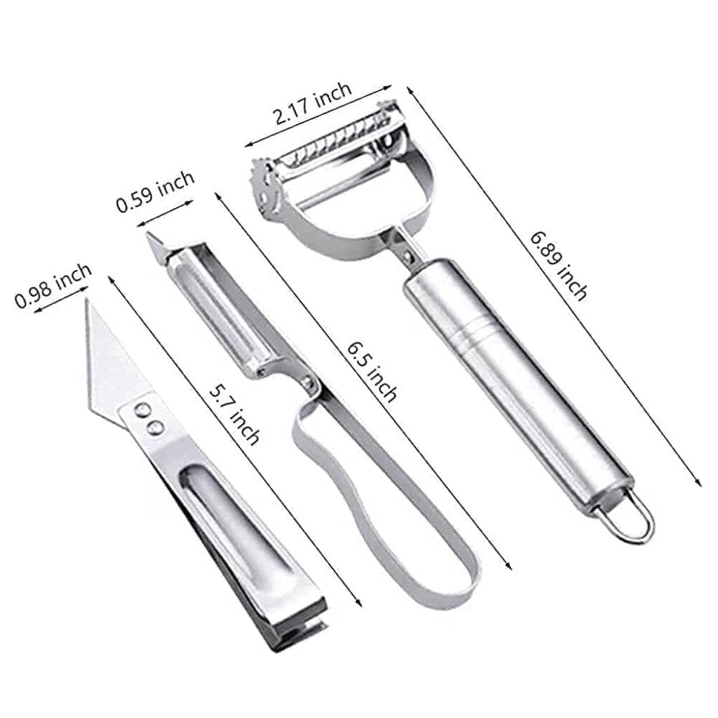 3-in-1 Vegetable & Fruit Peeler Set with Meat Cutter – Durable & Sharp Kitchen Tools
