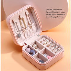 Portable Mini Jewelry Organizer Box with Necklace Hooks & Compartments