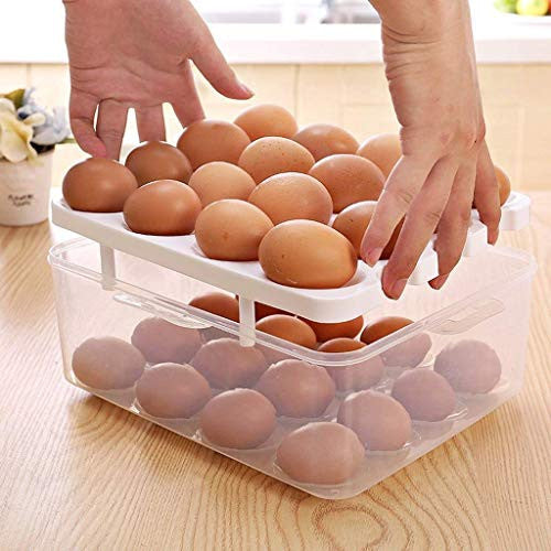 48 Egg Storage Box with Lid, Space-Saving Refrigerator Organizer