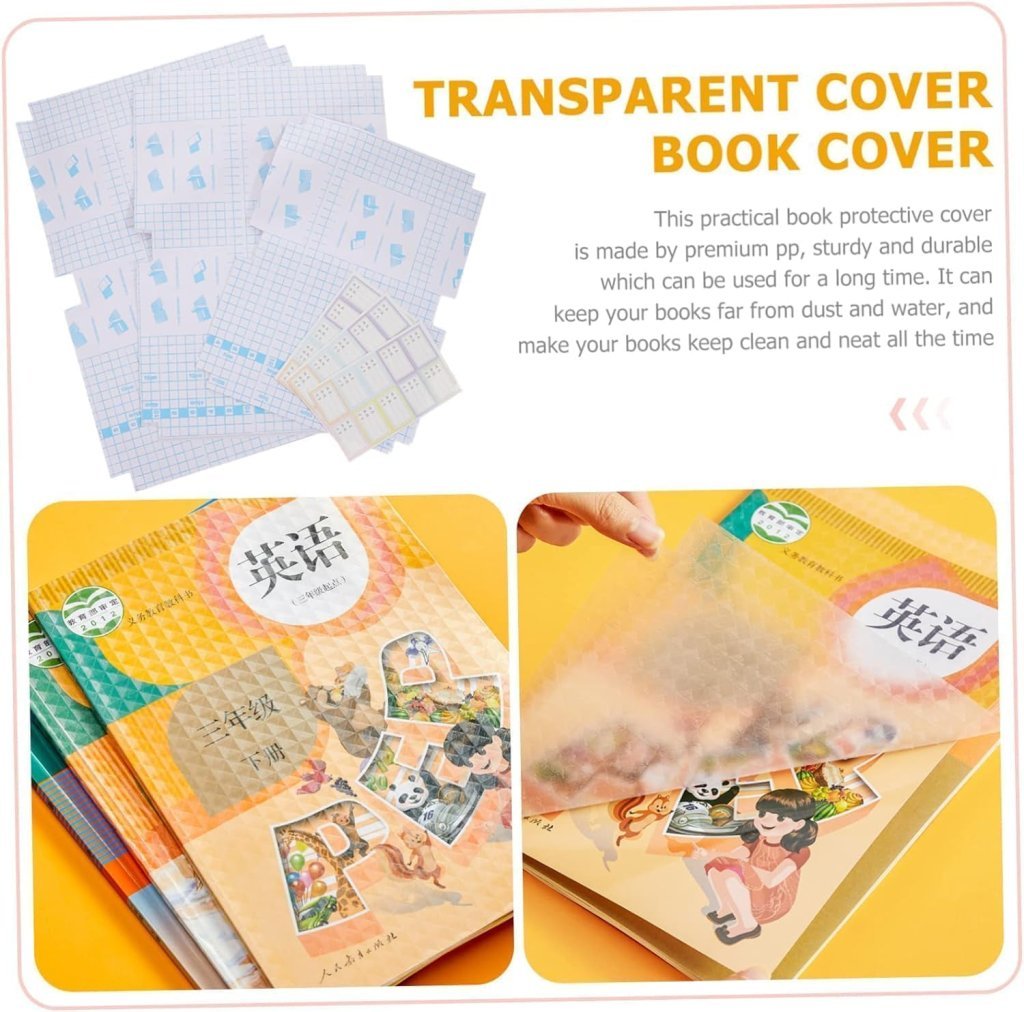 30Pcs Waterproof Plastic Book Covers & Stickers