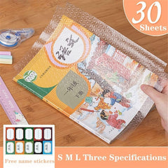 30Pcs Waterproof Plastic Book Covers & Stickers