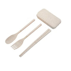 Eco-Friendly Wheat Straw Foldable Cutlery Set with Box