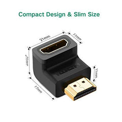 Storite Black 90° HDMI Male to Female L-Shaped Extender Adapter