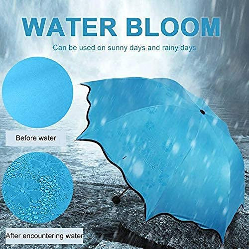 Magic Blossom 3-Fold UV Sun & Rain Umbrella with Water-Activated Pattern