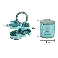 4-Layer 360° Rotating Jewelry Organizer with Mirror and Storage