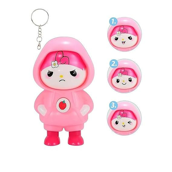 Doll Face Changing Keychain - Interactive Face Swap Toy Key Holder