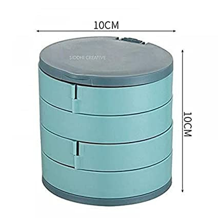 4-Layer 360° Rotating Jewelry Organizer with Mirror and Storage