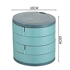 4-Layer 360° Rotating Jewelry Organizer with Mirror and Storage