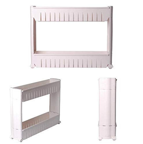 2-Layer Slim Plastic Storage Rack with Wheels for Kitchen & Laundry
