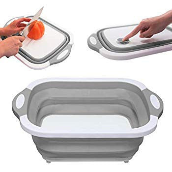 Foldable Multi-Function Kitchen Cutting & Washing Board with Colander