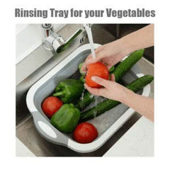 Foldable Multi-Function Kitchen Cutting & Washing Board with Colander