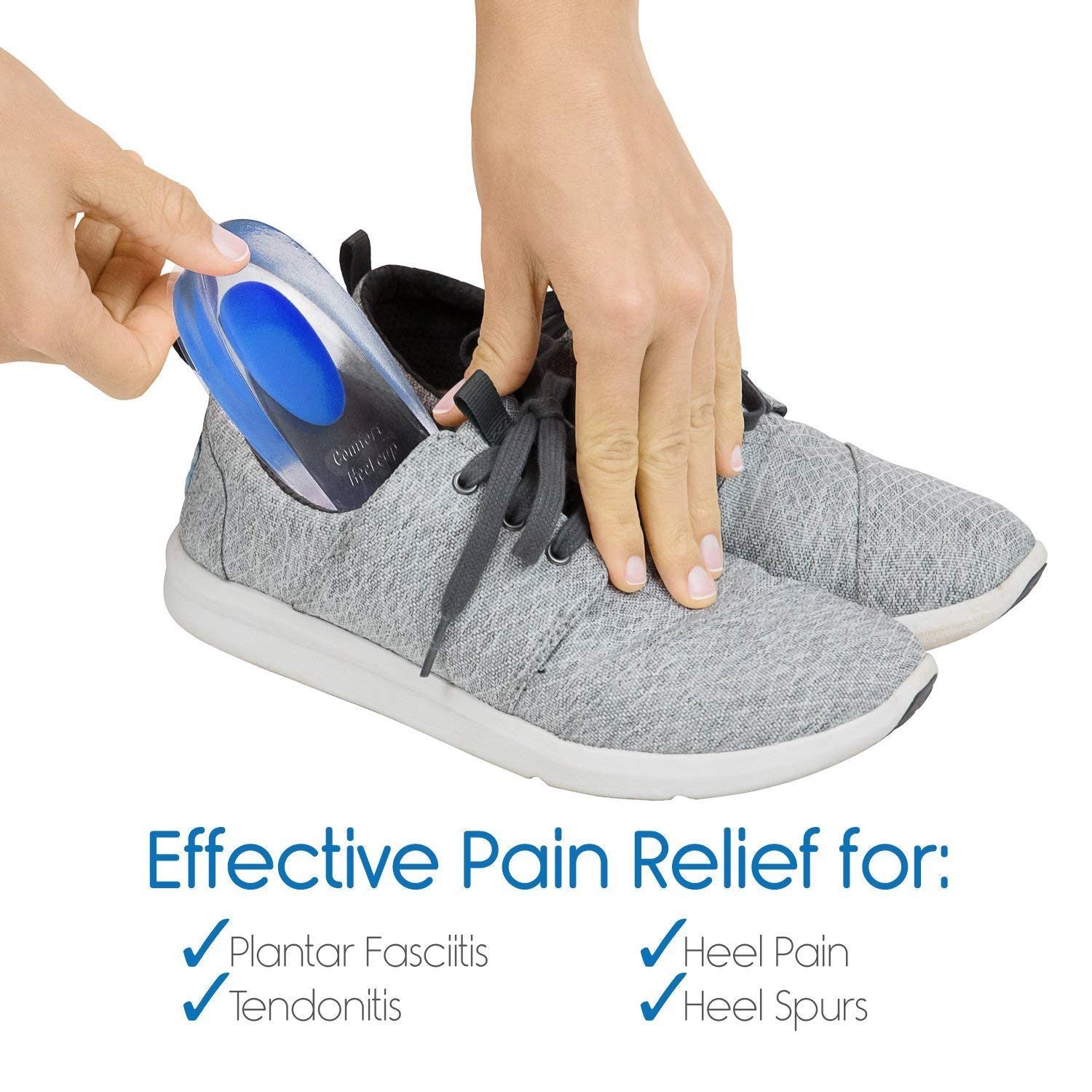 Blue Gel Heel Insole Protector Pad for Shock Absorption & Comfort