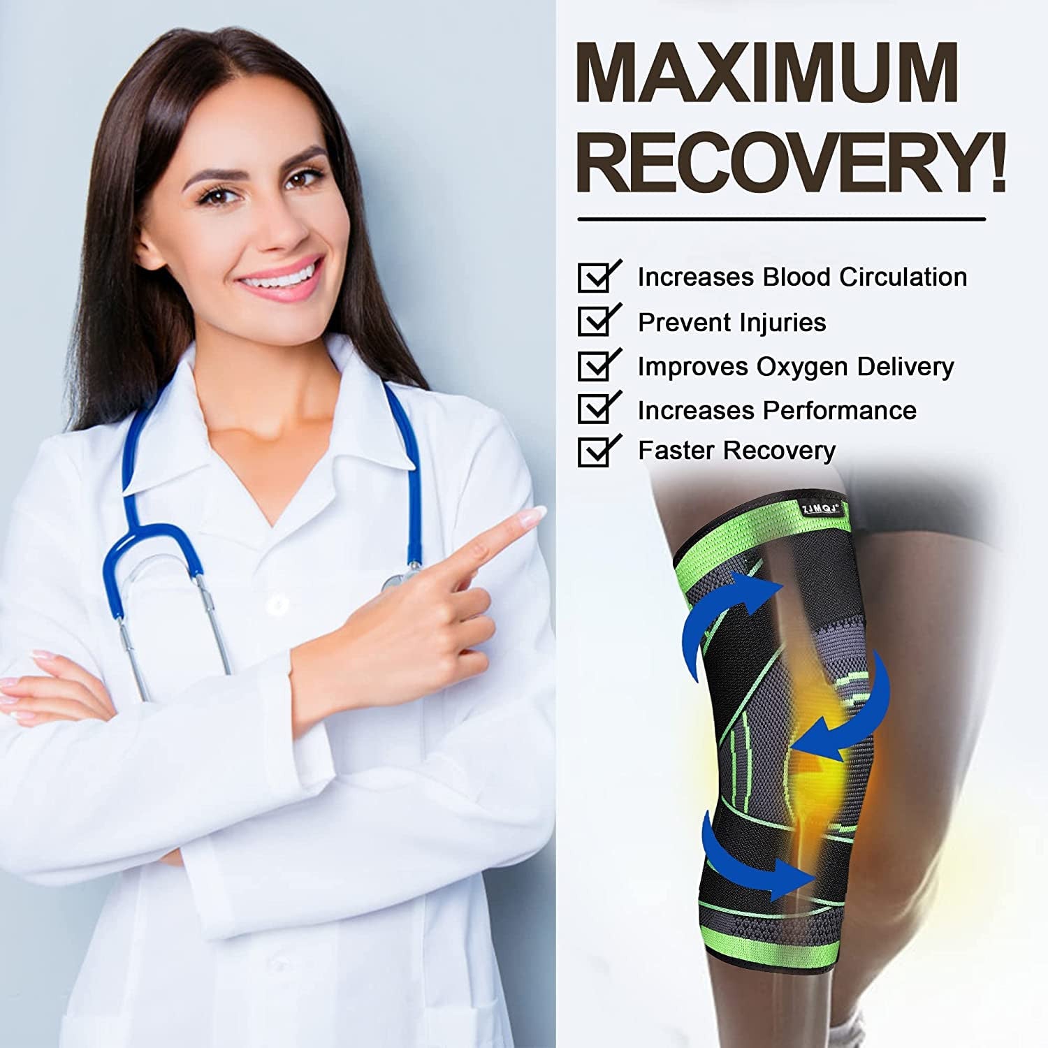 Elastic Compression Knee Sleeve for Support and Stability