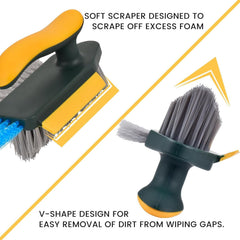 4-in-1 V-Shape Gap Cleaning Brush with Squeegee & Floor Scrubber
