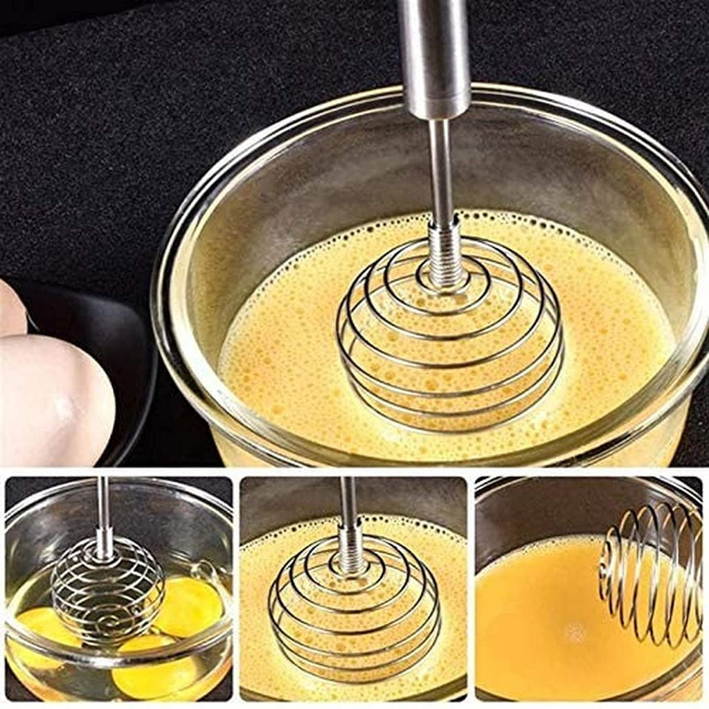SS Spring Egg Beater & Milk Whipper - Easy to Clean, Durable, Versatile