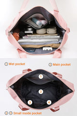 Large Expandable Pink Travel Duffel Bag with Wet Dry Pockets