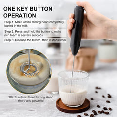 Electric Milk Frother with Ss Stand – Handheld Latte & Coffee Mixer