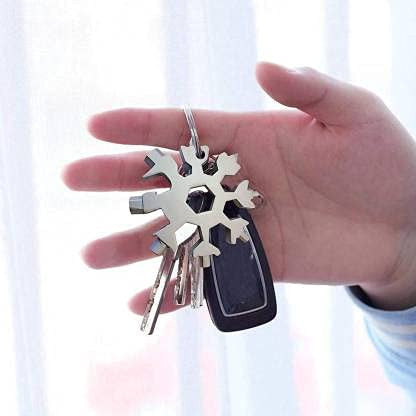 18-in-1 Snowflake Multi-Tool Keychain for Camping and Biking