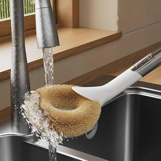 Long Handle Palm Brush for Pot Cleaning and Scrubbing