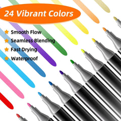 24 Pcs Color Markers Pen Set for Drawing and Sketching