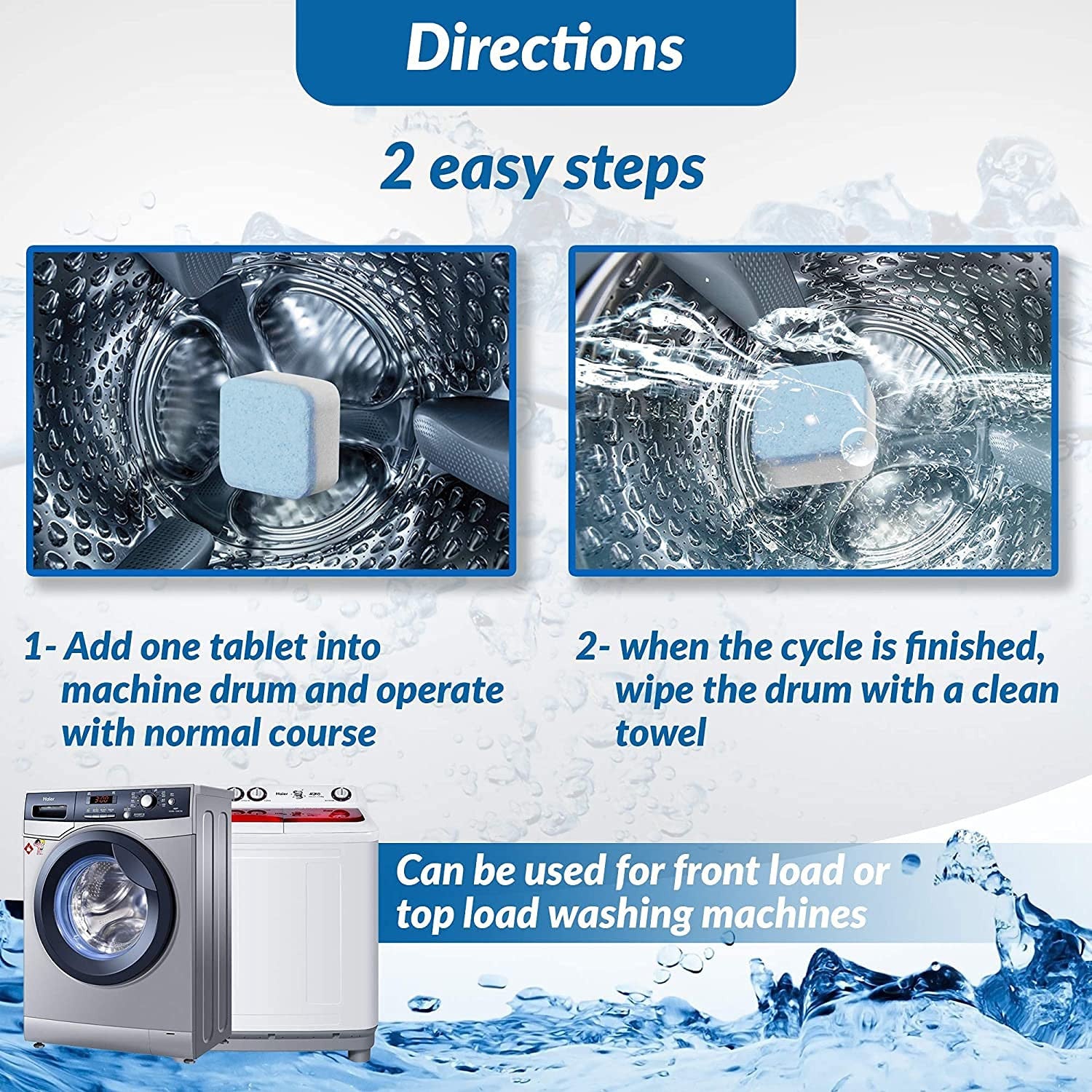 Deep Clean Washing Machine Tablets (12 pcs) for Fresh, Odor-Free Laundry