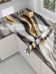 Black Gold Marble Foil Wallpaper - Elegant & Luxurious Design