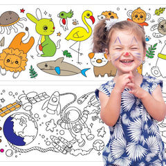 Drawing Roll with Sheets, Color Filling Stickers & Poster for DIY Art