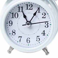 Twin Bell White Alarm Clock with Soft Backlight and Low Ticking Noise