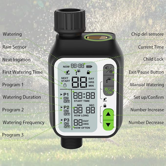 Digital Water Timer with Rain Sensor for Drip Irrigation