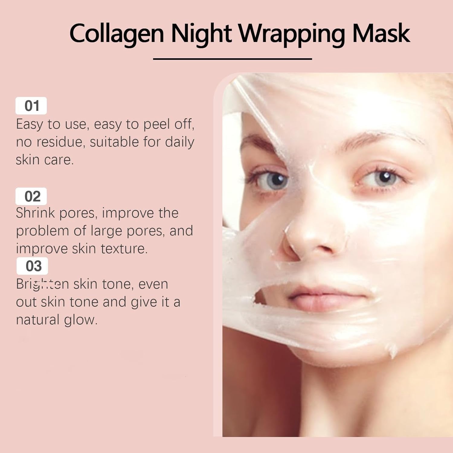 Collagen Night Face Mask - Peel Off, Wrapping, Overnight Care