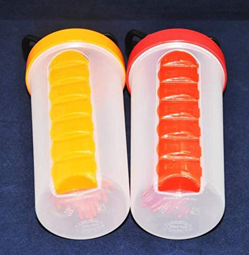 2-in-1 Water Bottle & Weekly Pill Organizer with Removable Compartments