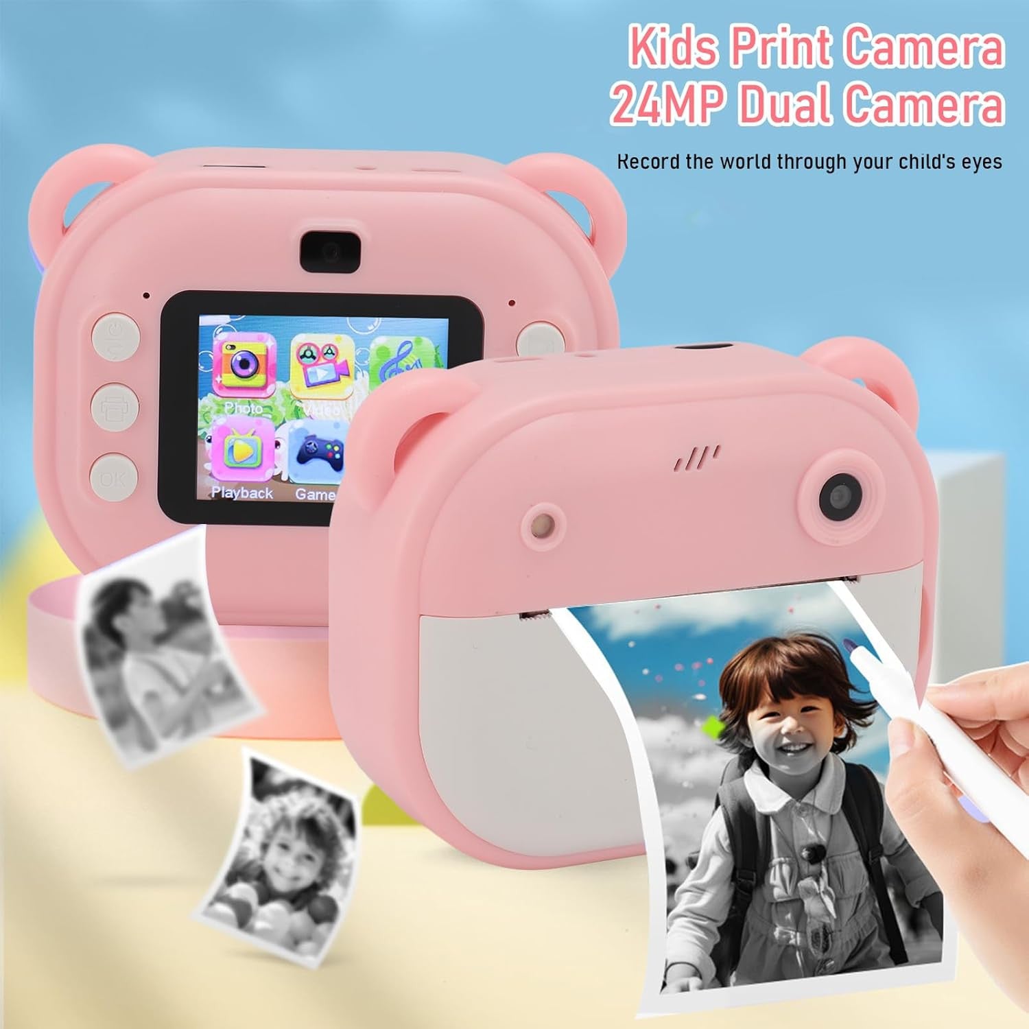 Kids Instant Print Camera with 48MP Dual Cameras & Thermal Printing