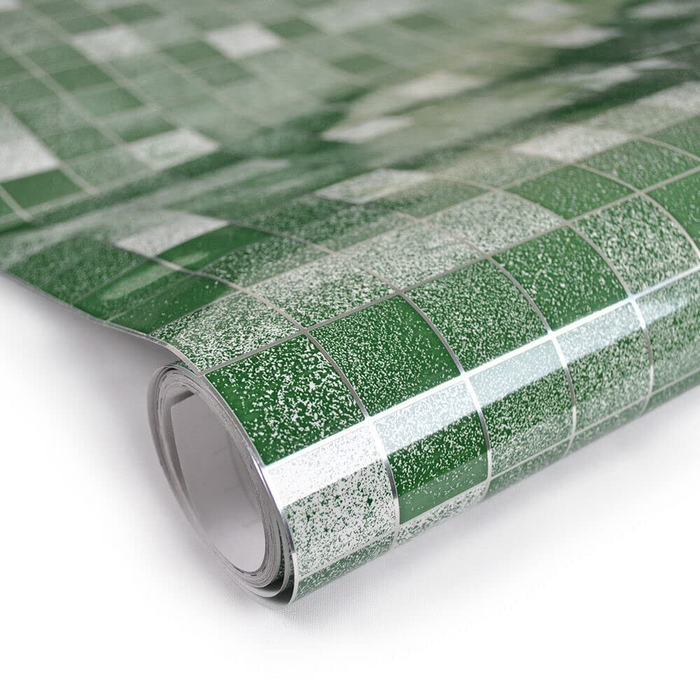 Green Checks Oil-Proof Foil Paper & Sticker for Kitchen