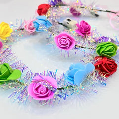 Colorful LED Flower Wreath Headband with Lighted Hair Line