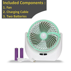 Jy Super Rechargeable LED Fan with Light, Portable Desk & Table Fan
