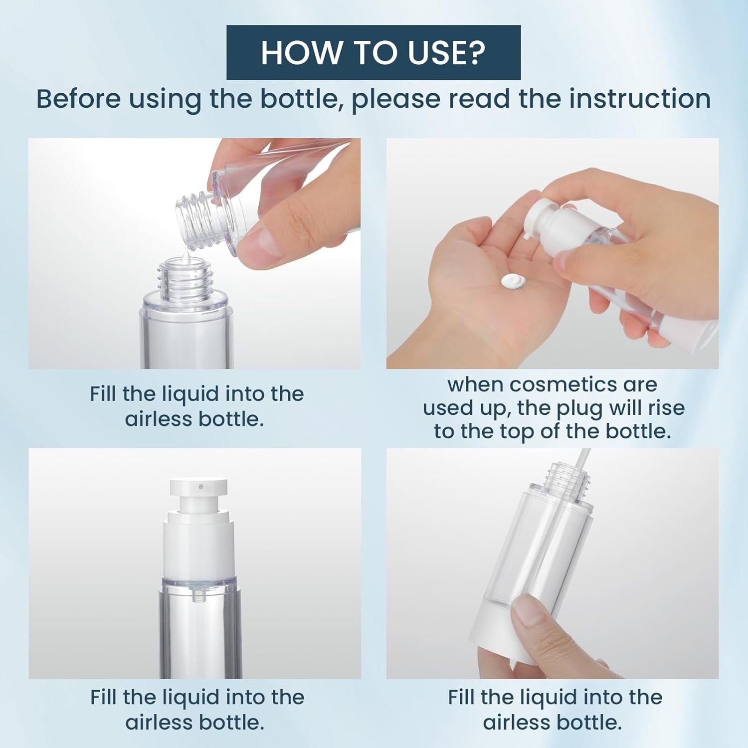 Refillable Cosmetic Lotion Dispenser Bottle with Pump - Travel Size