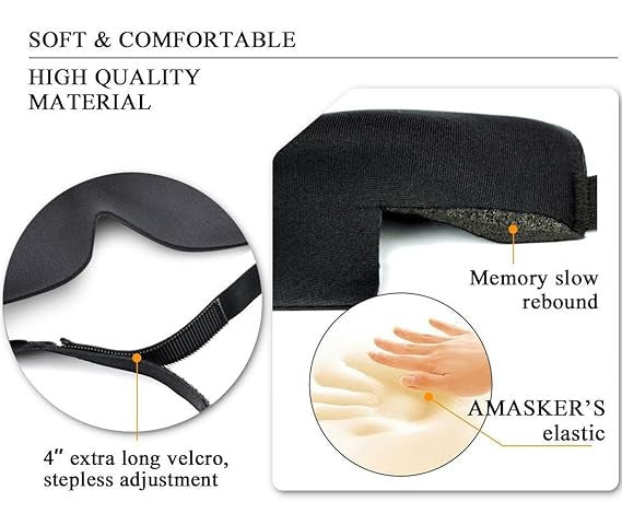 Black Eye Mask 3D Sleep Mask & Black Head Band for Rest