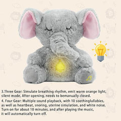 Breathing Elephant Plush with Rhythmic Motion, Music & Lights