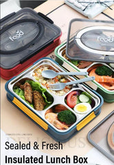 4-Compartment Stainless Steel Insulated Lunch Box with Leakproof Design