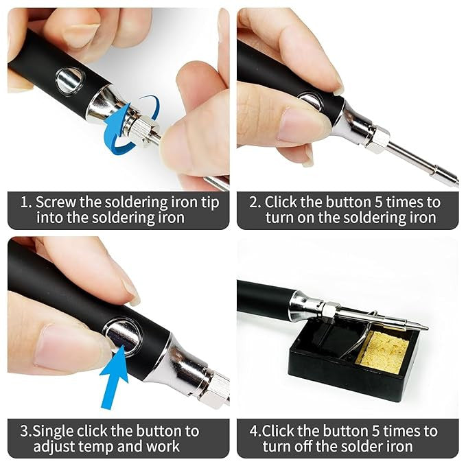 Portable USB Cordless Soldering Iron with 3 Tips for Precision Welding