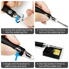 Portable USB Cordless Soldering Iron with 3 Tips for Precision Welding