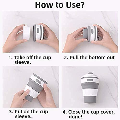 350ml Foldable Travel Coffee Cup with Lid – Leakproof, Space-Saving Mug
