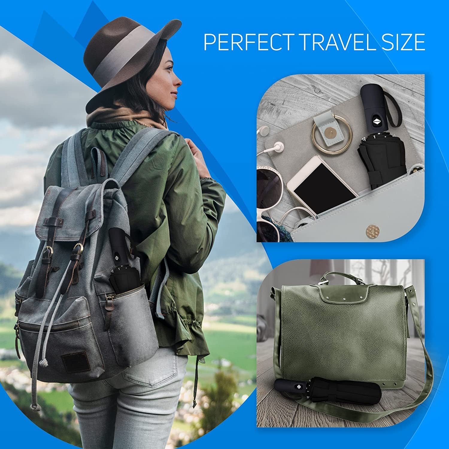 AutoOpen Compact Windproof Travel Umbrella