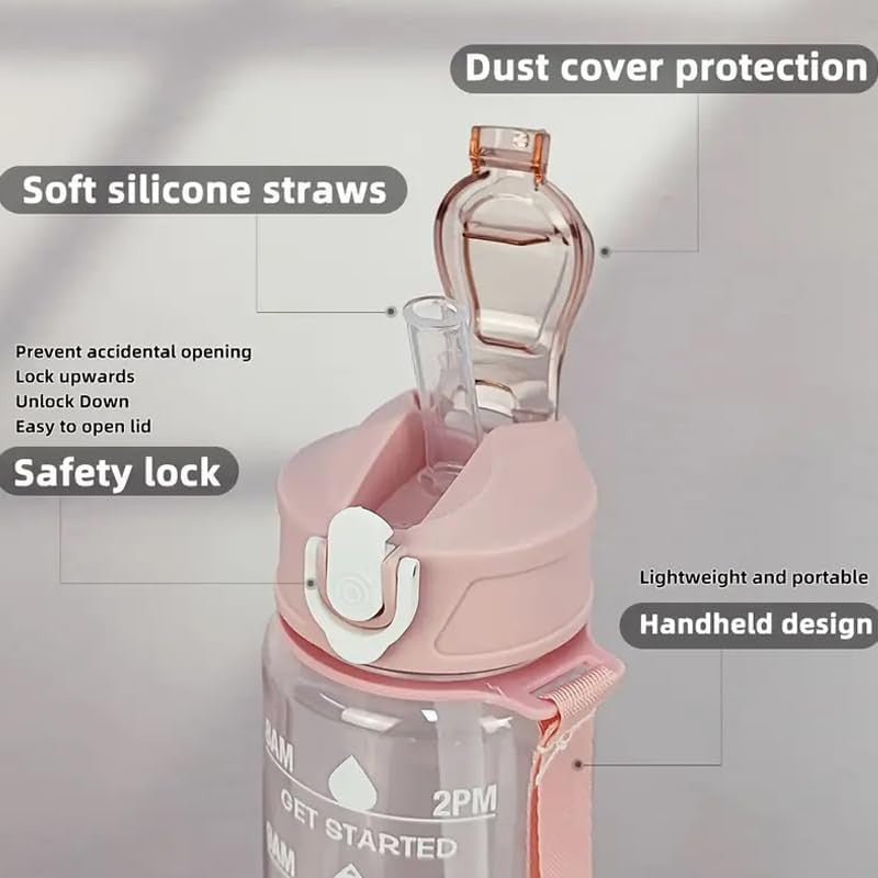 Transparent 900ml Motivational Sports Water Bottle