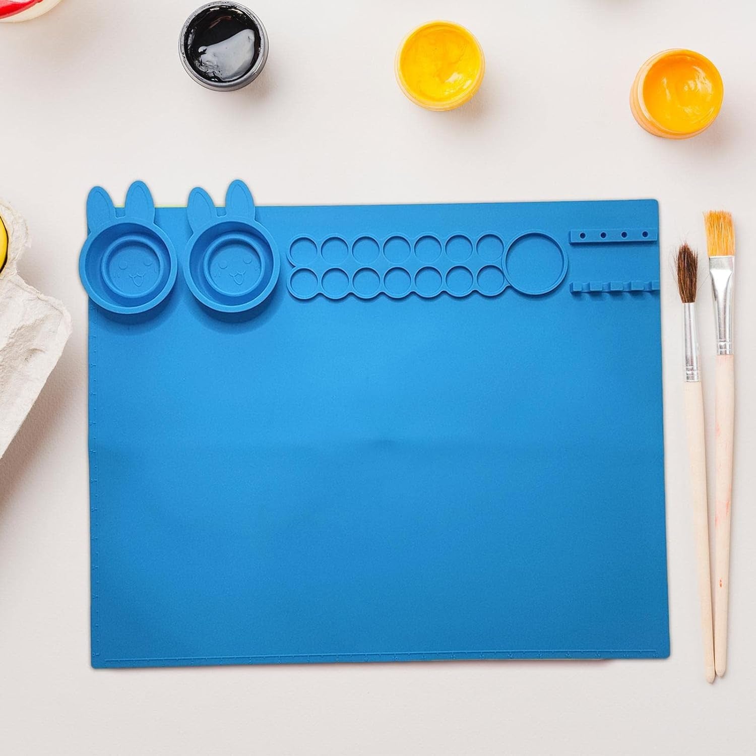 Silicone Painting Mat for Kids with Pop-Up Water Cup - Craft & Art Surface