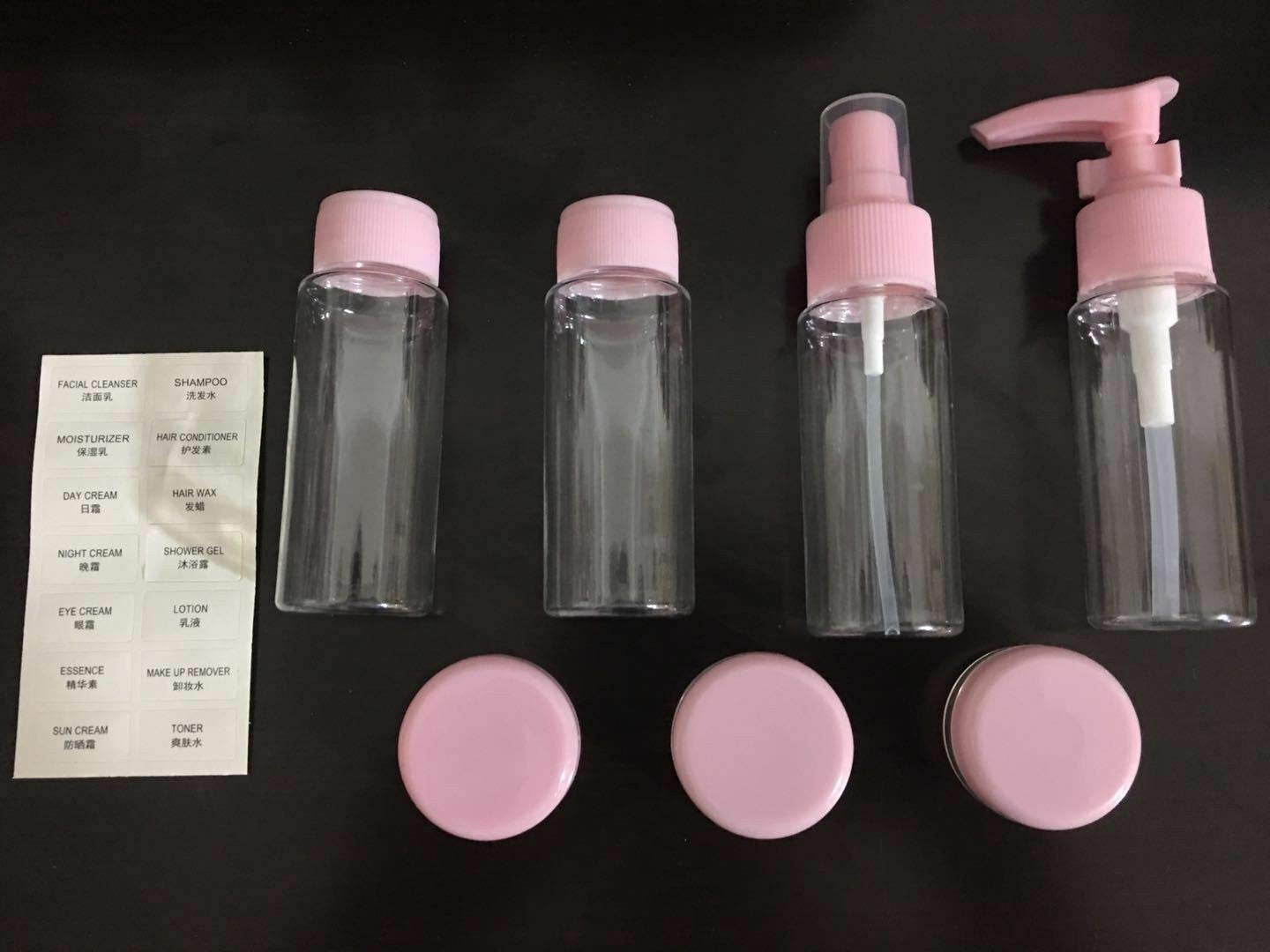 7 Pcs Travel Cosmetic Bottles Set for Liquids, Makeup & Toiletries