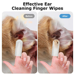 Dog & Pet Ear Cleaning Wipes - 50 Pack Finger Cover Wet Wipes