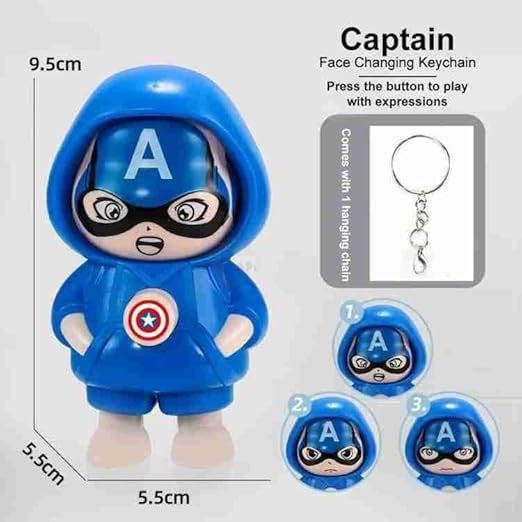 Captain America Face Changing Keychain - Cartoon Character Accessory