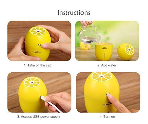Lemon USB Mini Humidifier & Air Purifier with LED Light