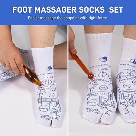 Reflexology Socks with Massage Tool for Foot Relief & Acupressure